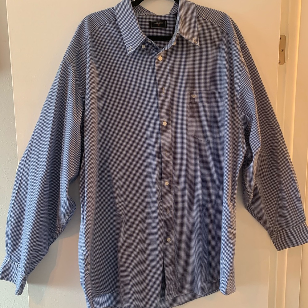 Dockers XXL Tall Men's Shirt Long Sleeve Blue
